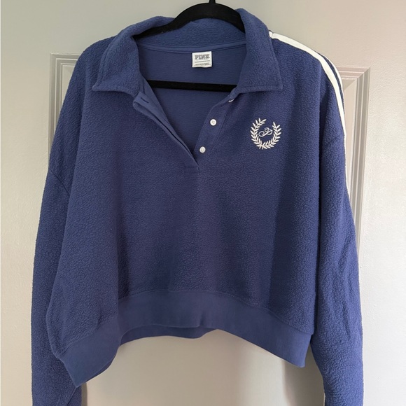 PINK Victoria's Secret Tops - PINK Victoria's Secret Navy Fleece Pullover